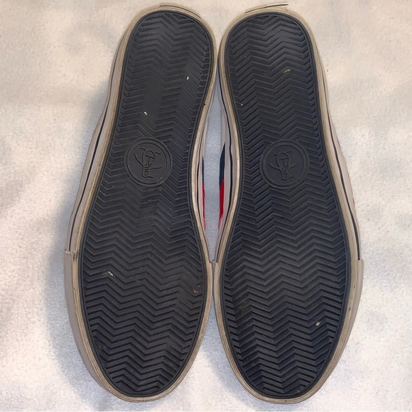 Original Penguin Mens Sz 12 Sneakers White Red/Blue Stripes Canvas Leather - Picture 6 of 9